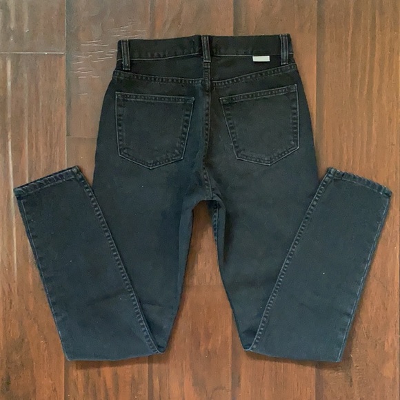 Boyish Denim The Billy High Rise Skinny Straight Jeans in Black (RAW HEM) - Picture 3 of 8